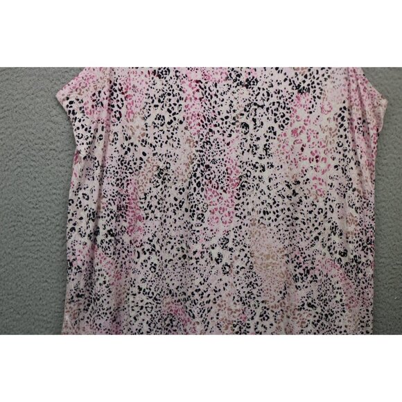 Logo Layers Sleeveless Viscose Tunic-Pleated Hem-3X-Animal Print-Soft - Picture 3 of 10